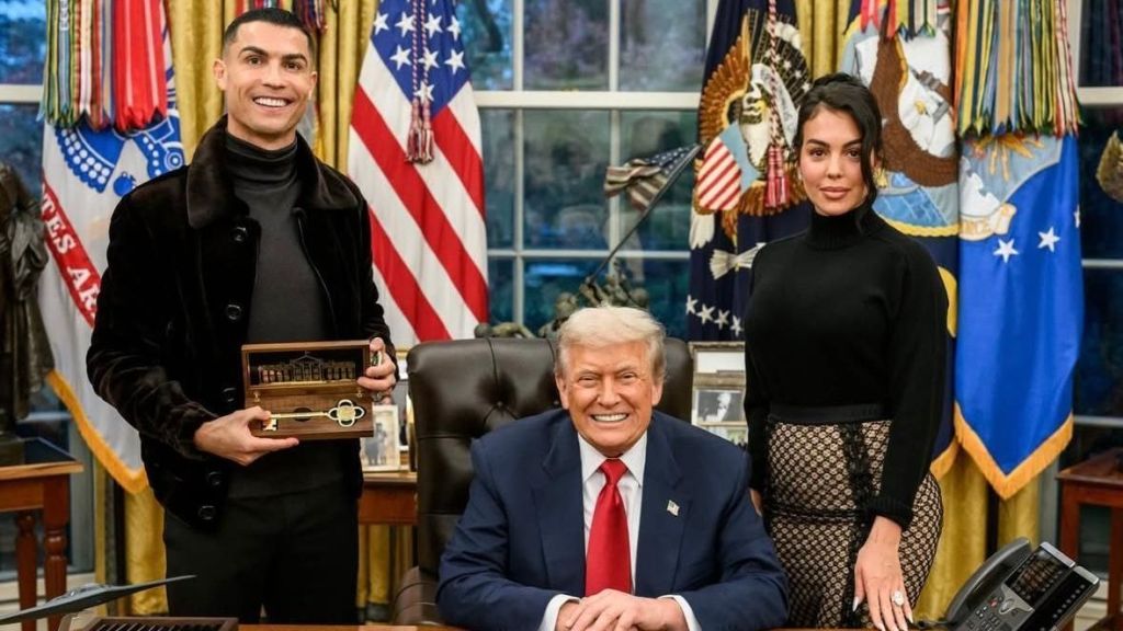 Cristiano e a noiva Georgina se reuniram com Donald Trump nesta quarta (19)