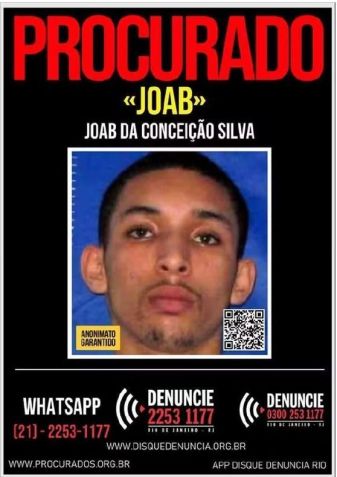 Criminoso ligado ao CV, Joab da Conceição Silva segue sendo procurado pela Polícia Civil do Rio de Janeiro • Reprodução/Redes sociais