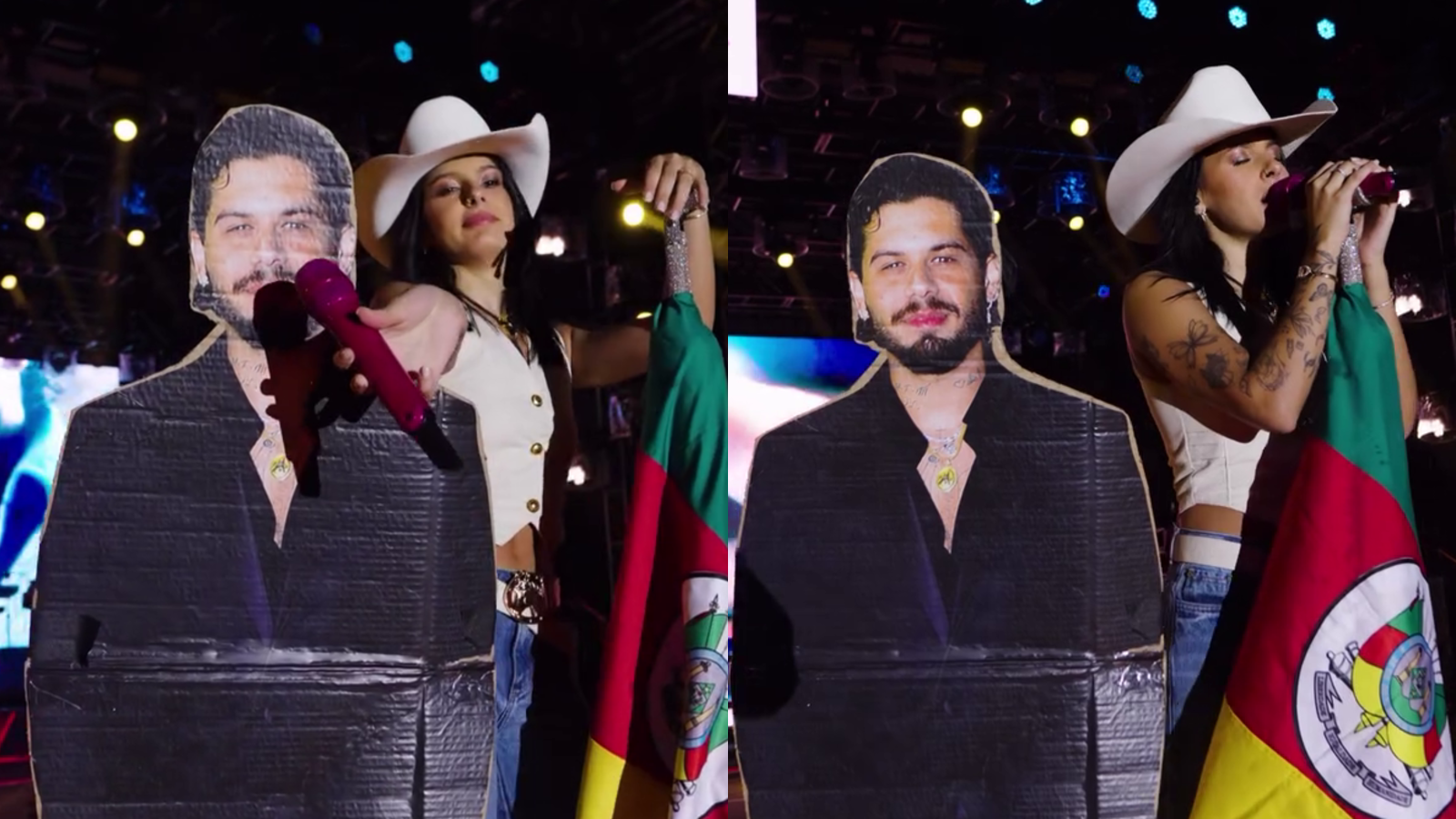 Ana Castela fez questão de incluir o namorado, Zé Felipe, em seu show