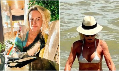 Ana Maria Braga se diverte de biquíni em viagem com marido; veja fotos