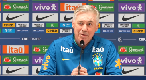 Ancelotti durante entrevista coletiva da Seleção Brasileira