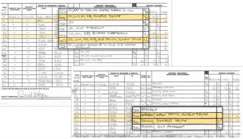Registros de voo alegando que Trump andou no jato de Epstein em 1994 • Departamento de Justiça dos Estados Unidos