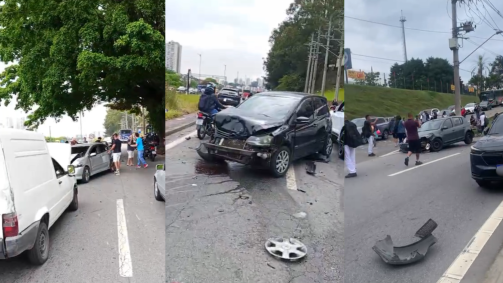 Um vídeo registrado por uma pessoa que presenciou o caso mostra vários carros completamente danificados.