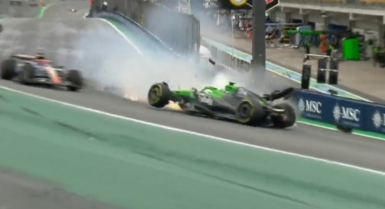 Gabriel Bortoleto bateu no muro e precisou deixar a corrida sprint do GP de São Paulo
