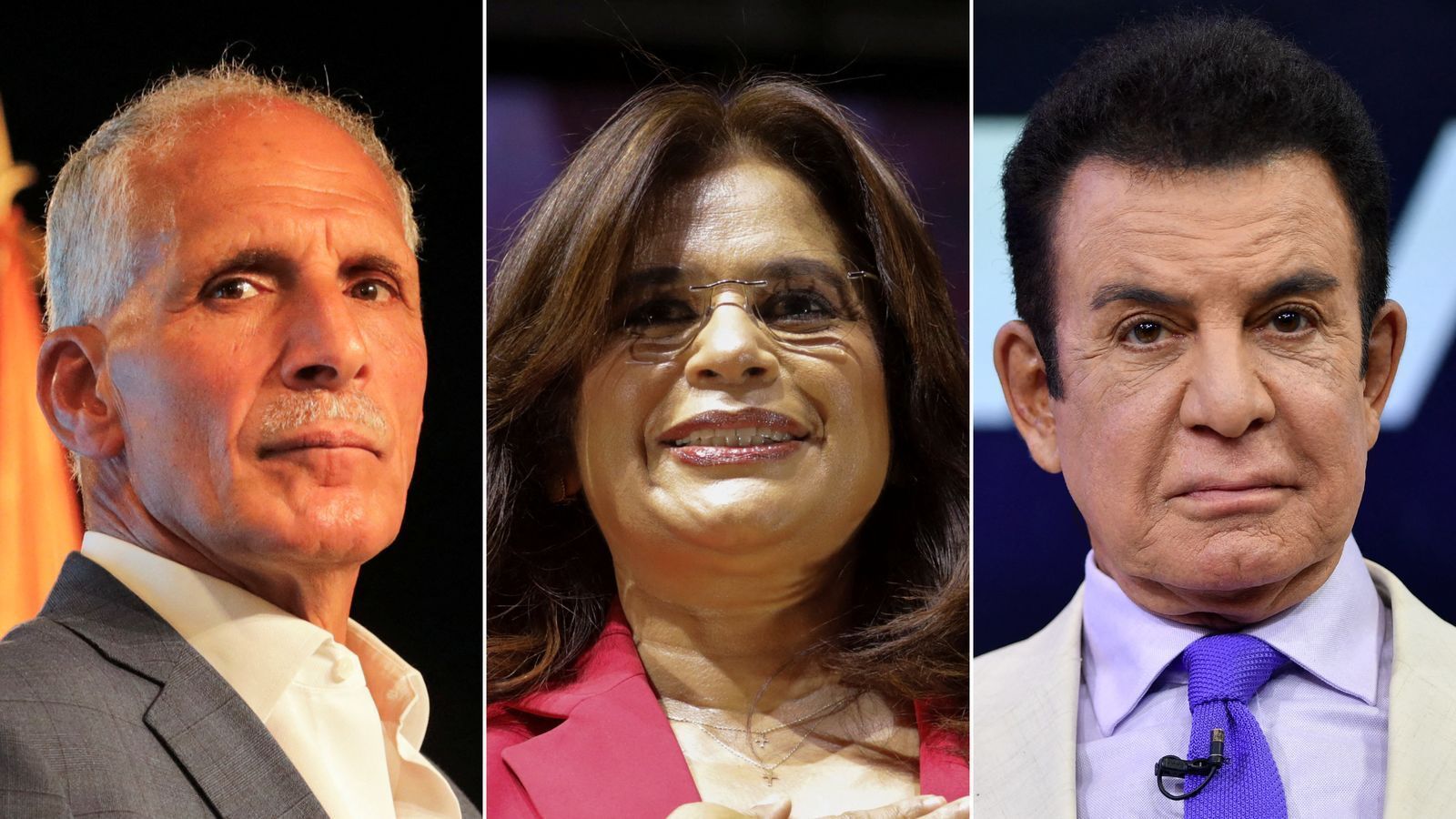 Nasry Asfura, Rixi Moncada and Salvador Nasralla, os principais candidatos a presiência de Honduras • Reuters/Getty Images via CNN Newsource