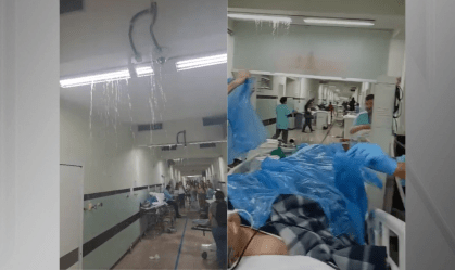 Vídeo: paciente é coberto por lonas durante vazamento em hospital