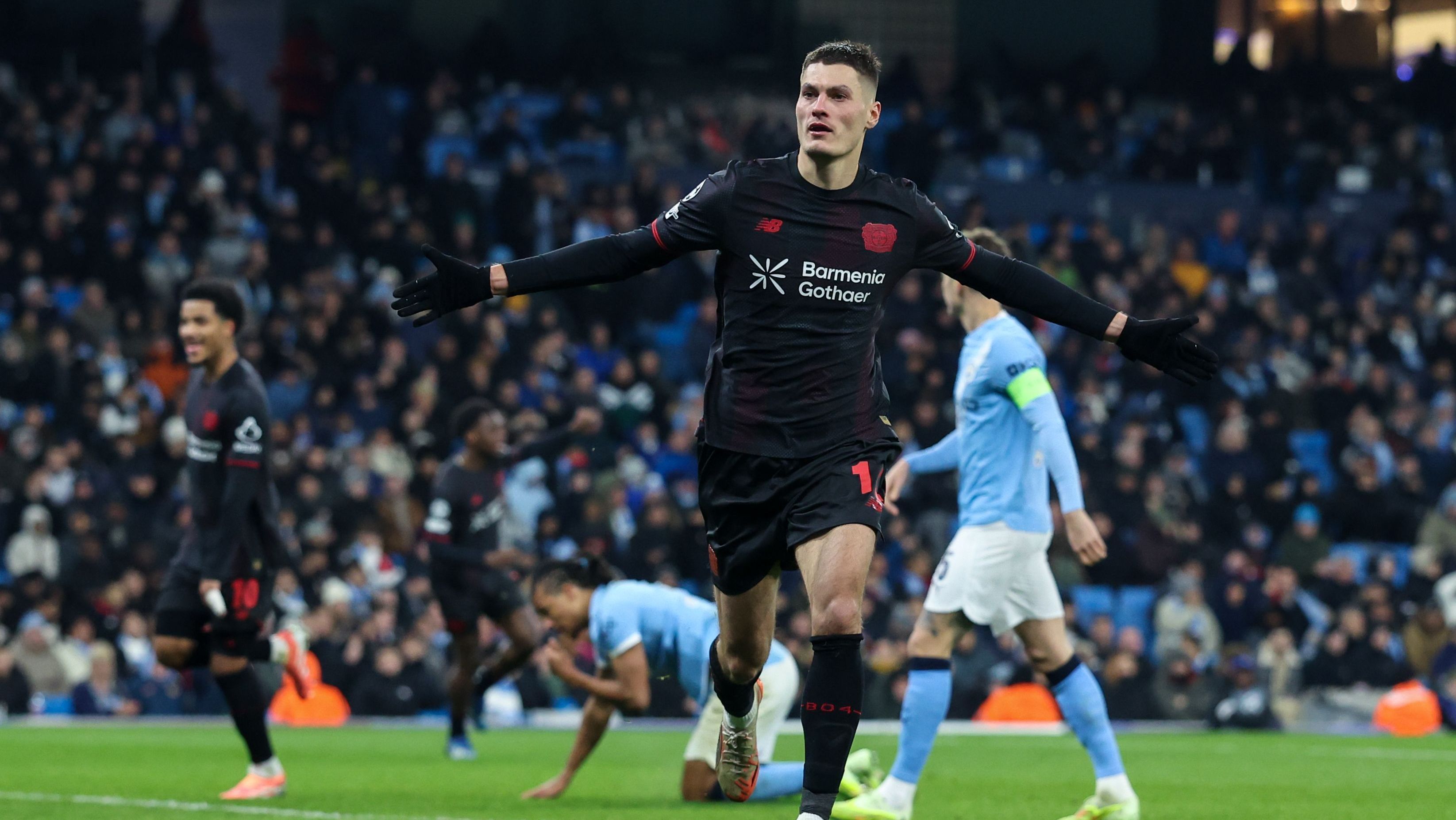 Patrik Schick comemora gol contra o Manchester City pela Champions League