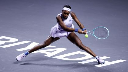 Coco Gauff durante a vitória sobre Jasmine Paolini no WTA Finals, na Arábia Saudita