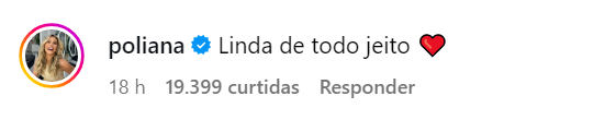 Comentário da sogra, Poliana Rocha, na publicação de Ana Castela • Reprodução/ Instagram