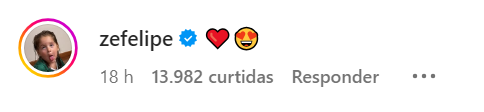 Comentário do namorado Zé Felipe ao novo visual de Ana Castela • Reprodução/ Instagram