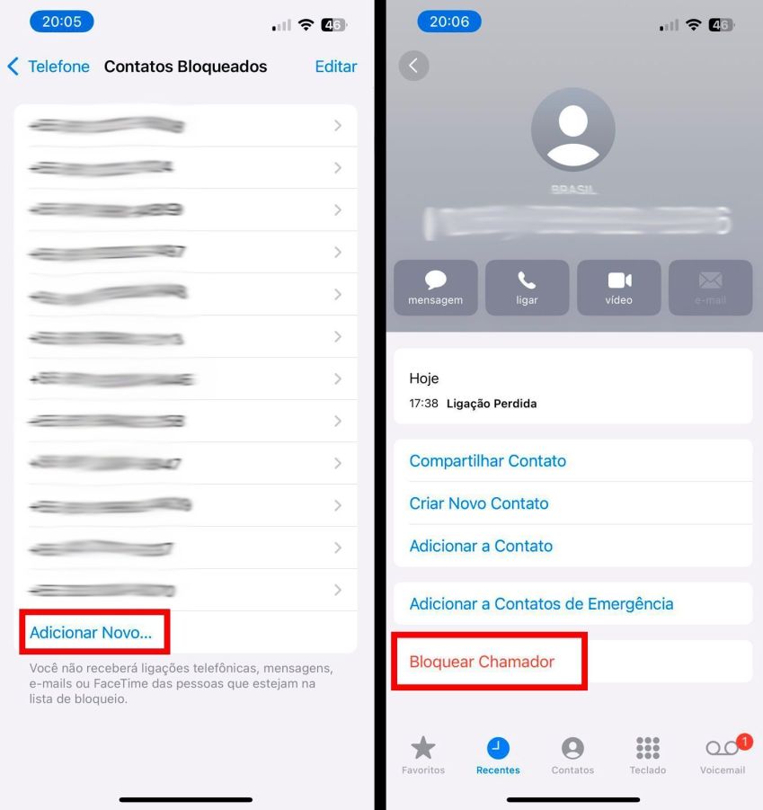 You can add a new contact to the blocked list or go to the contact and click "Block caller" • Playback/Apple