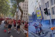 Confusão marca festa do Flamengo no centro do Rio após passagem de trio