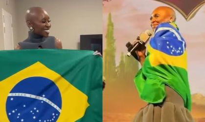 Cynthia Erivo, de "Wicked", posa com bandeira do Brasil e agradece: "Sonho"
