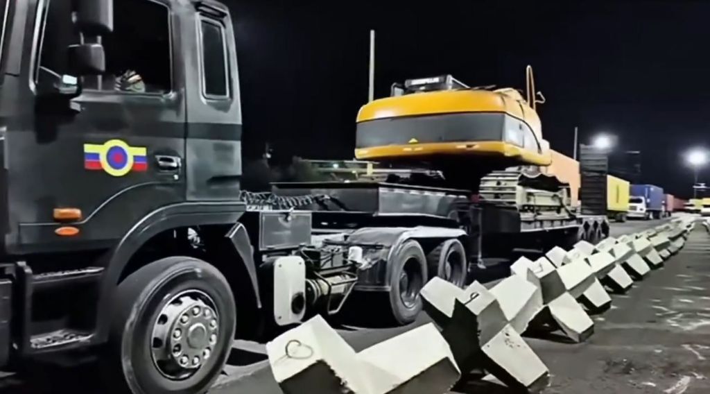 "Hedgehog" anti-vehicle obstacles seen along the highway leading to Caracas, Venezuela