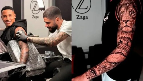 Tiago, do Bahia, virou alvo de provocações após tatuar leão no braço