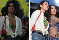 Dua Lipa vai a ensaio da Vila Isabel e posa com Sabrina Sato; veja fotos