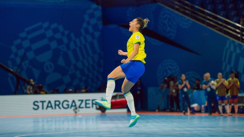 Emilly marcou dois gols na estreia do Brasil na Copa do Mundo de Futsal • Foto: Fabio Souza/CBF