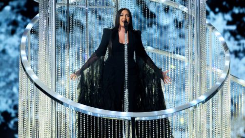 A israelense Yuval Raphael na Grande Final do Festival Eurovision de 2025
