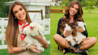 Nicole Bahls batiza peru de Juliano Floss e aumenta 'elenco' famoso na fazenda