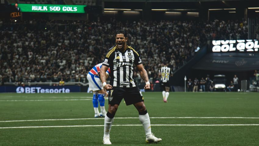 Hulk comemora gol do Atlético-MG sobre o Fortaleza • Pedro Souza / Atlético