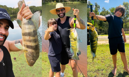 Gusttavo Lima aproveita tarde de pescaria com os filhos; veja