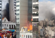 Grande incêndio atinge prédio antigo no Centro Histórico de Porto Alegre