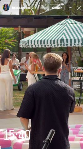 Júlio Cocielo na festa de Tata Estaniecki neste sábado (15) • Instagram/Bressan Real