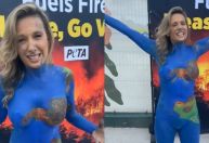 Luisa Mell pinta o corpo em protesto durante a COP30: "Seja vegano"