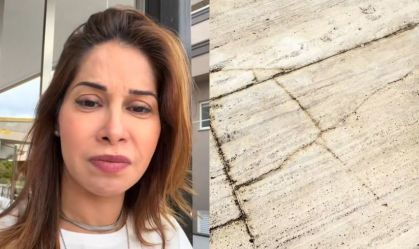 Maíra Cardi se revolta ao visitar obra e ver piso de R$ 2 milhões quebrado