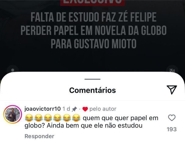 Amigo defende Zé Felipe e ataca emissora após comparação com Gustavo Mioto • Reprodução / Instagram