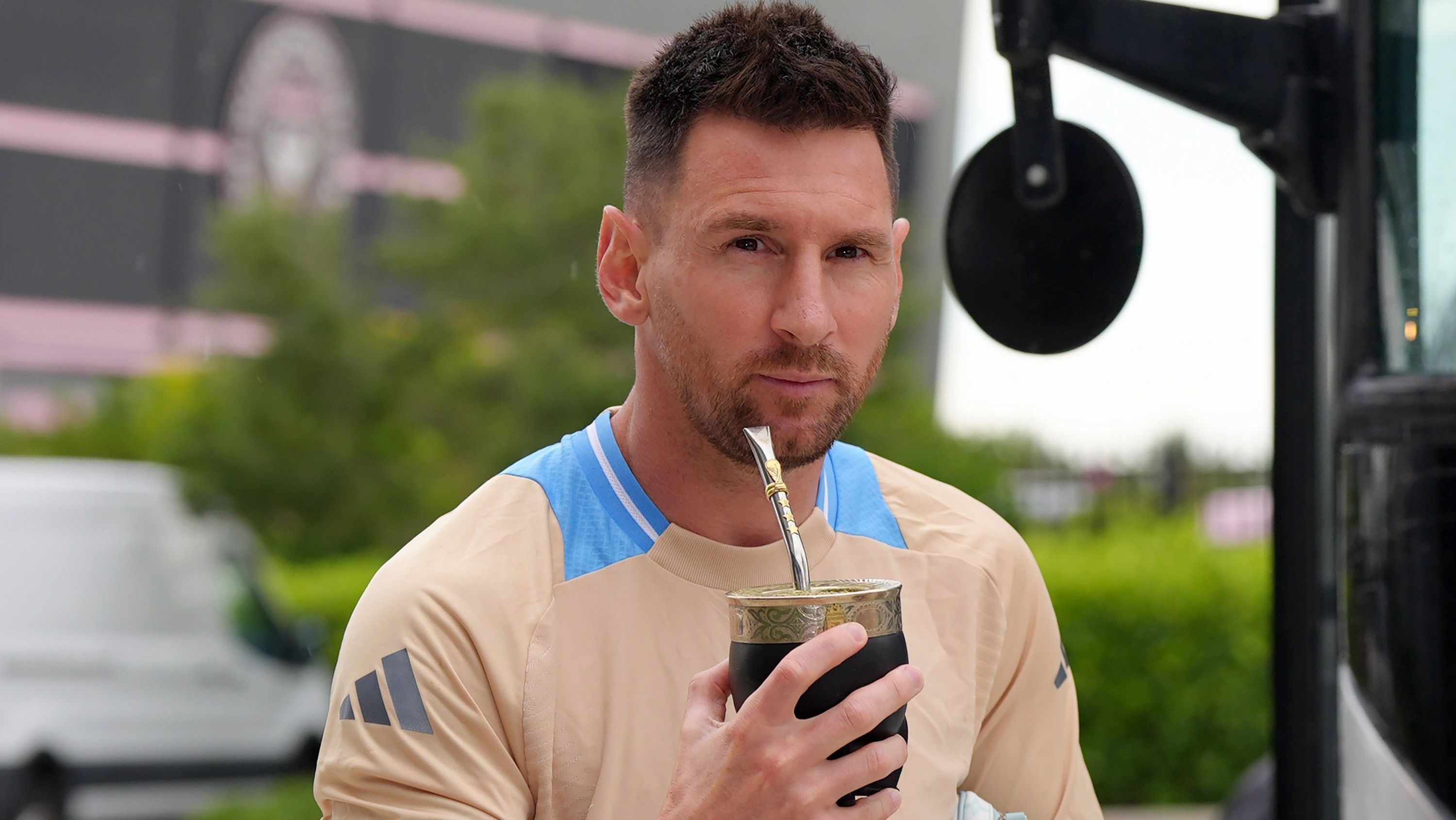 Lionel Messi em treino da Argentina