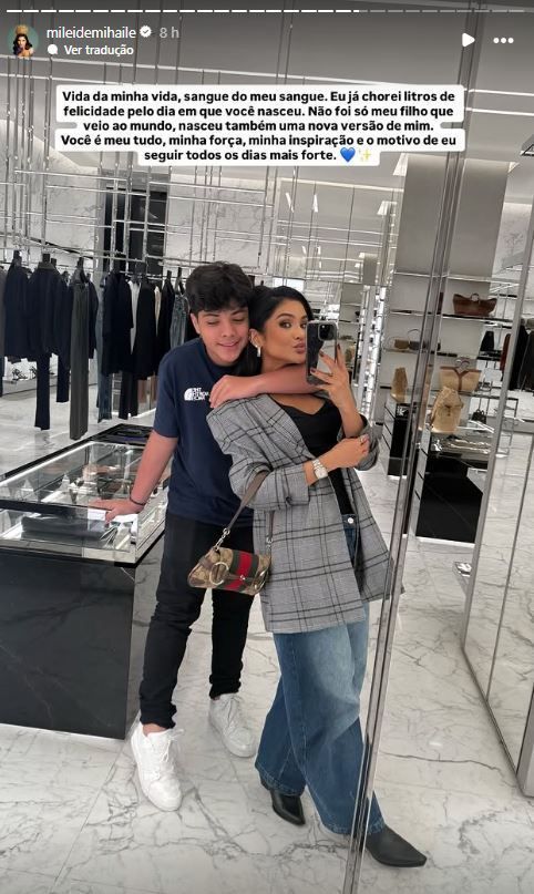 Mileide Mihaile se declarou para o filho, que completa 15 anos nesta terça (25) • Instagram/Mileide Mihaile
