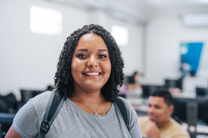 Portrait of a college woman in the classroom