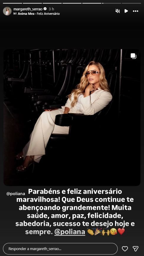 Margareth Serrão compartilhou uma mensagem de carinho para Poliana • Instagram/Margareth Serrão