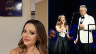 Sandy quebra "hiato" e canta com Andrea Bocelli em São Paulo; veja