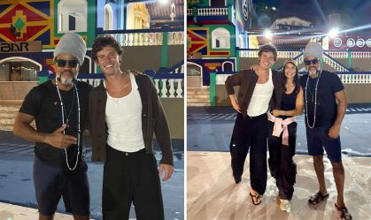 Carlinhos Brown recebe visita de Shawn Mendes e Ivete Sangalo