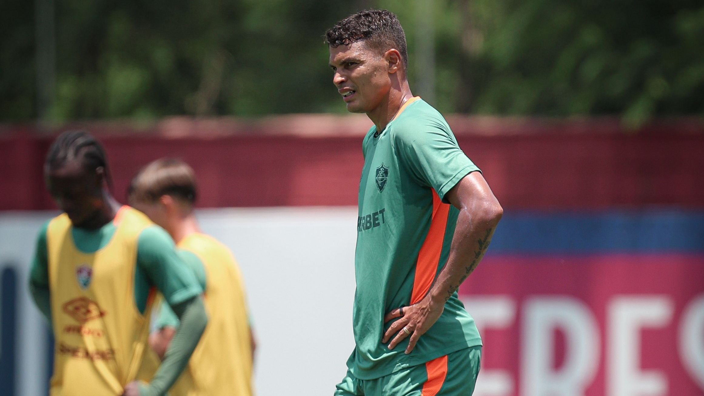 Thiago Silva em treino do Fluminense
