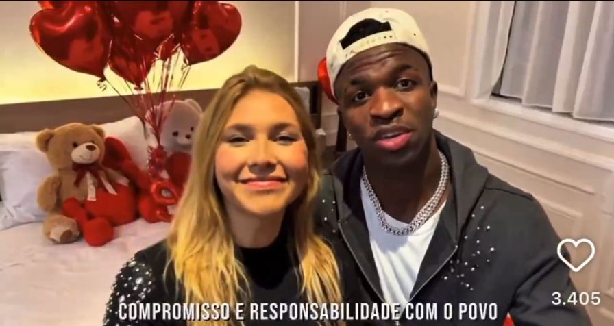 Vídeo de Virginia e Vini Jr. adulterado por IA postado pela Prefeitura de Amapá (AP) • Reprodução/Instagram