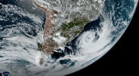 Imagens impressionantes da Nasa mostram tamanho do ciclone no Sul do Brasil