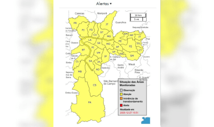 São Paulo entra em estado de atenção para fortes chuvas