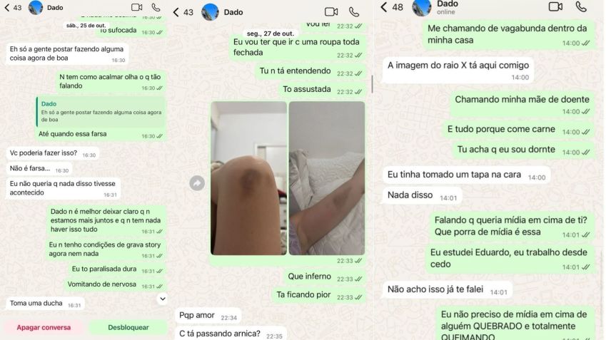 Ex-namorada de Dado Dolabella expõe prints e agressões • Reproduções/Redes Sociais