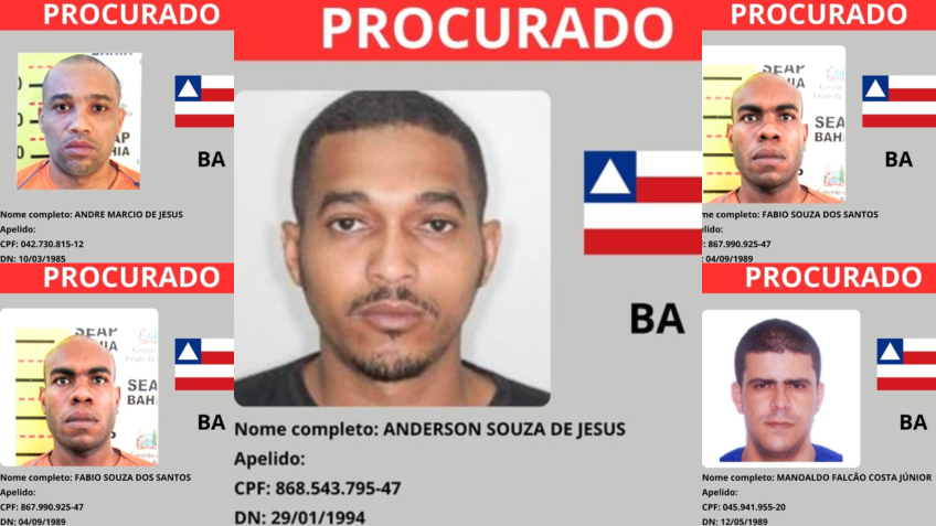Procurados no estado da Bahia • Montagem CNN/MJSP