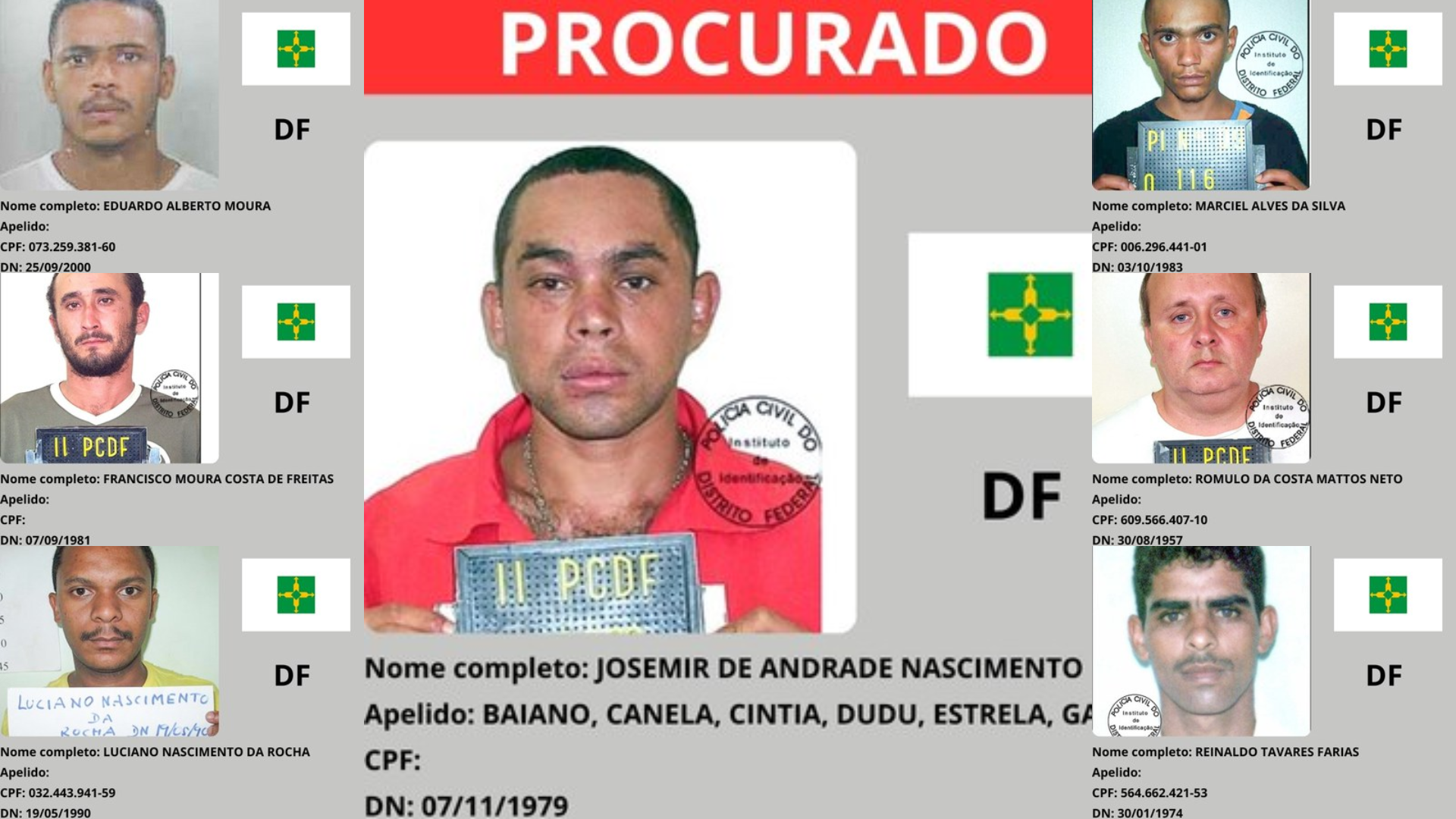 Procurados no Distrito Federal • Montagem CNN/MJSP