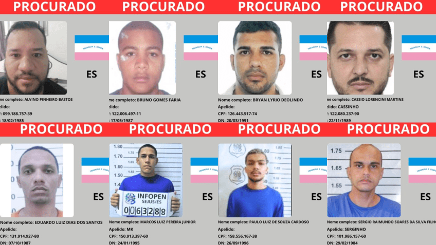 Procurados no estado do Espírito Santo • Montagem CNN/MJSP