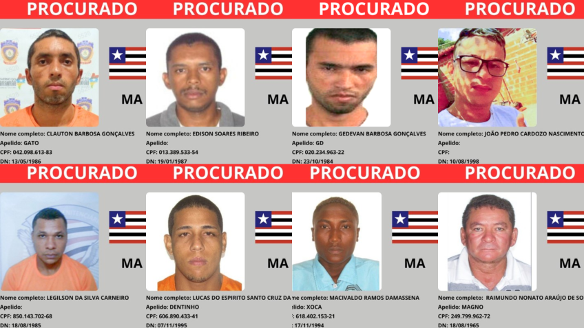 Procurados no estado do Maranhão • Montagem CNN/MJSP