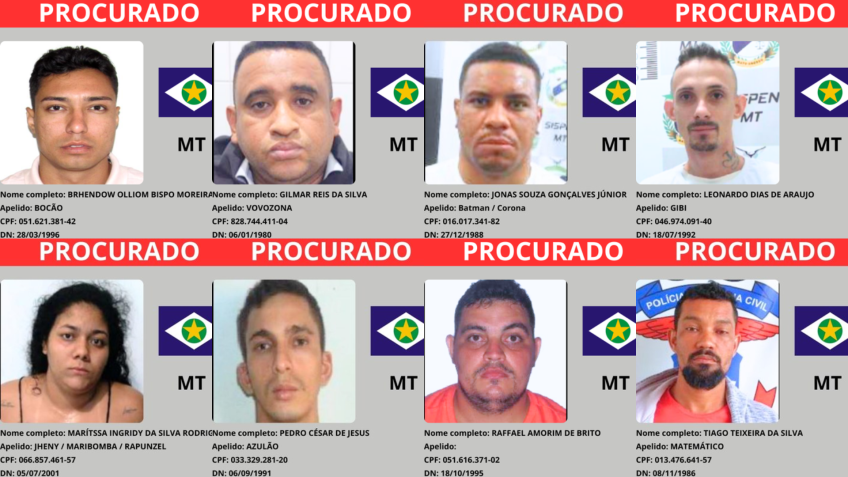 Procurados no estado de Mato Grosso • Montagem CNN/MJSP
