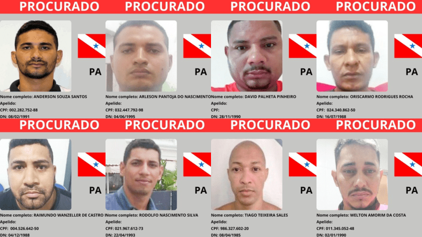 Procurados no estado do Pará • Montagem CNN/MJSP