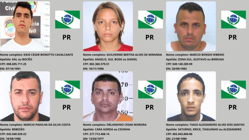 Procurados no estado do Paraná • Montagem CNN/MJSP