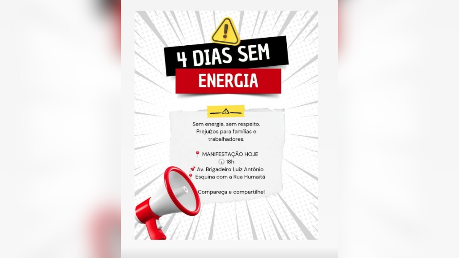 Moradores marcam novo ato contra Enel • Reprodução/@consegbelavistaofc/Redes Sociais