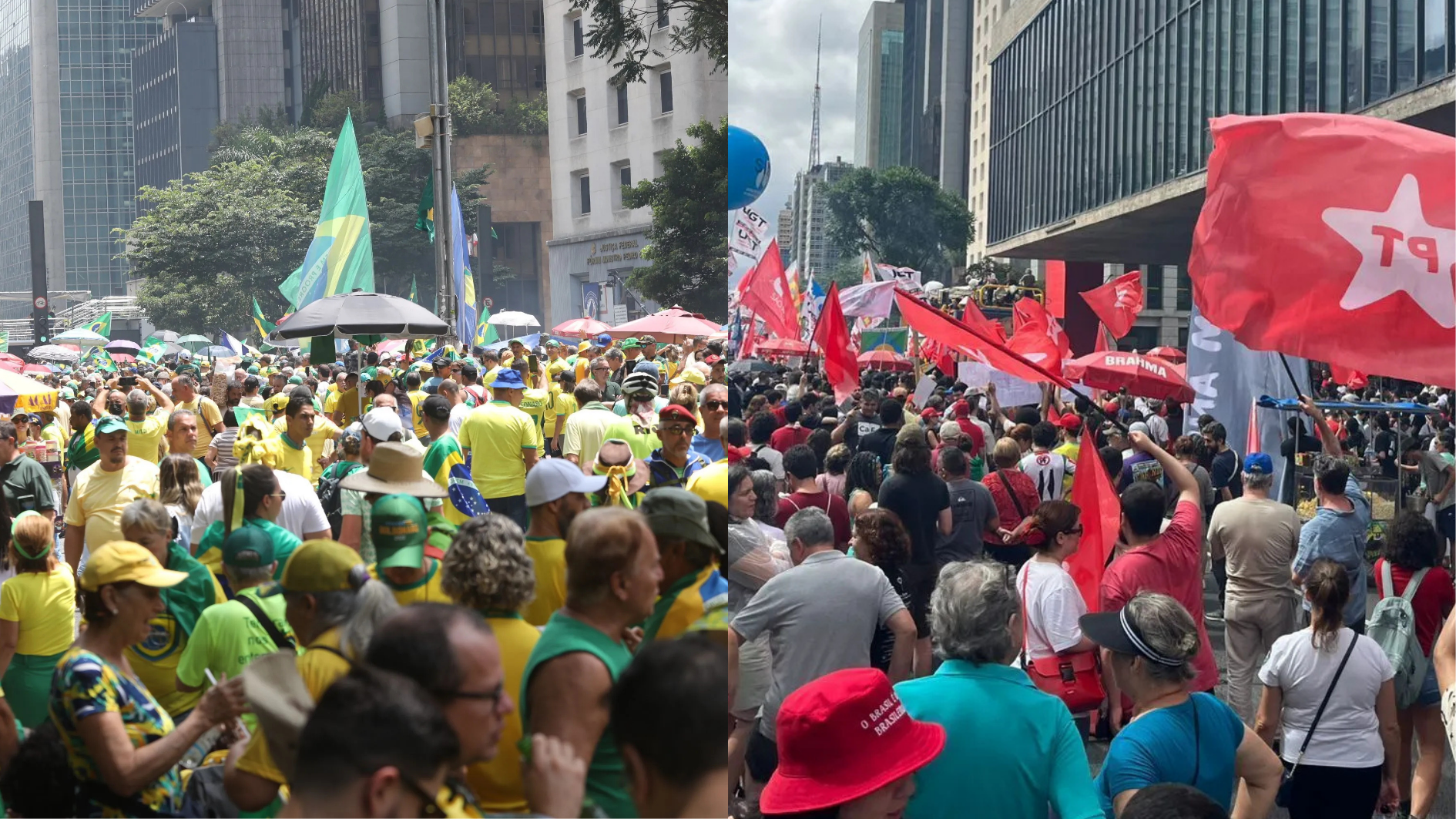 Manifestação esquerda e direita